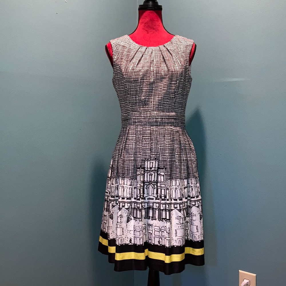 Ellen Tracy Black and White Print Dress Size 4